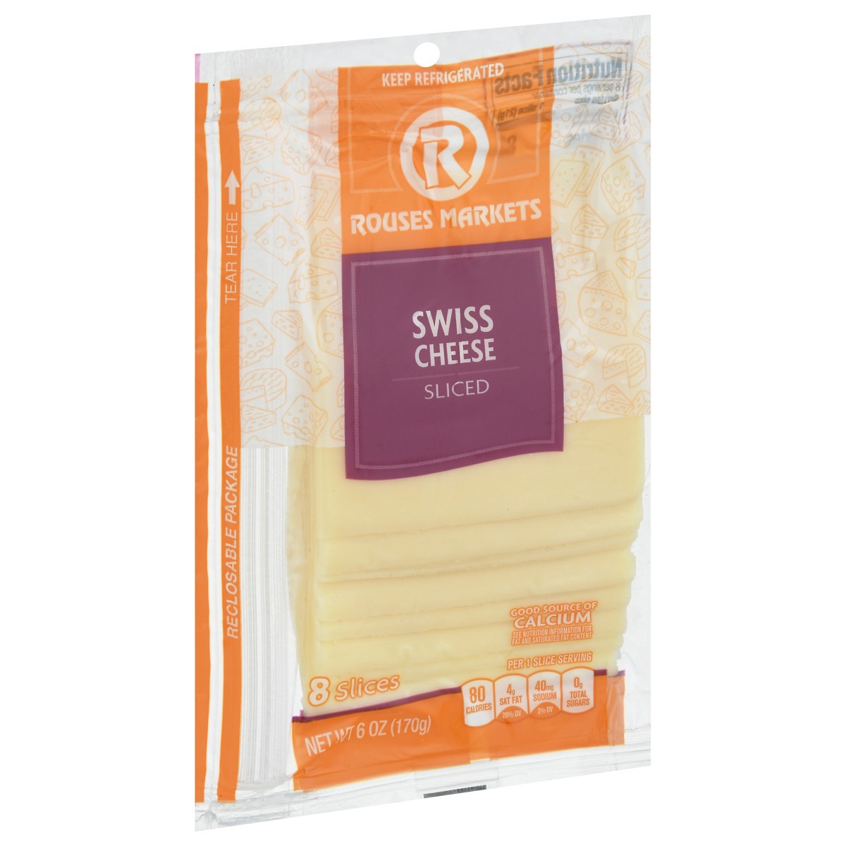 slide 6 of 13, Rouses Markets Swiss Sliced Cheese 8 Slices, 8 ct