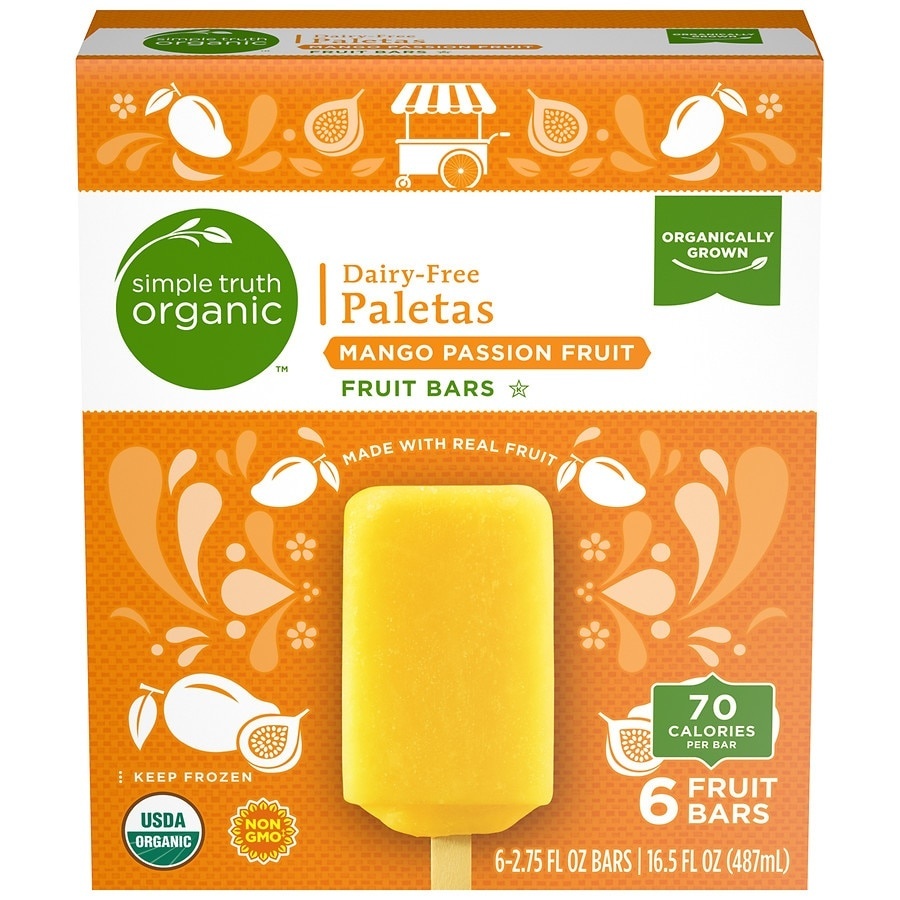 slide 1 of 1, Simple Truth Organic Dairy-Free Mango Passion Fruit Paletas Bars, 6 ct; 2.75 fl oz