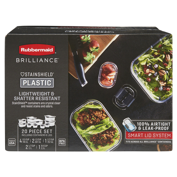 slide 1 of 1, Rubbermaid Brilliance Smart Lid Container Set, 20 ct