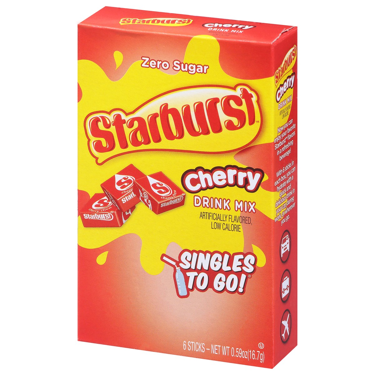 slide 5 of 14, Starburst Singles to Go! Zero Sugar Cherry Drink Mix 6 ea, 6 ct