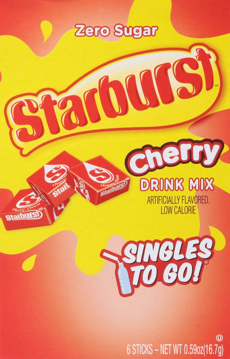 slide 6 of 14, Starburst Singles to Go! Zero Sugar Cherry Drink Mix 6 ea, 6 ct