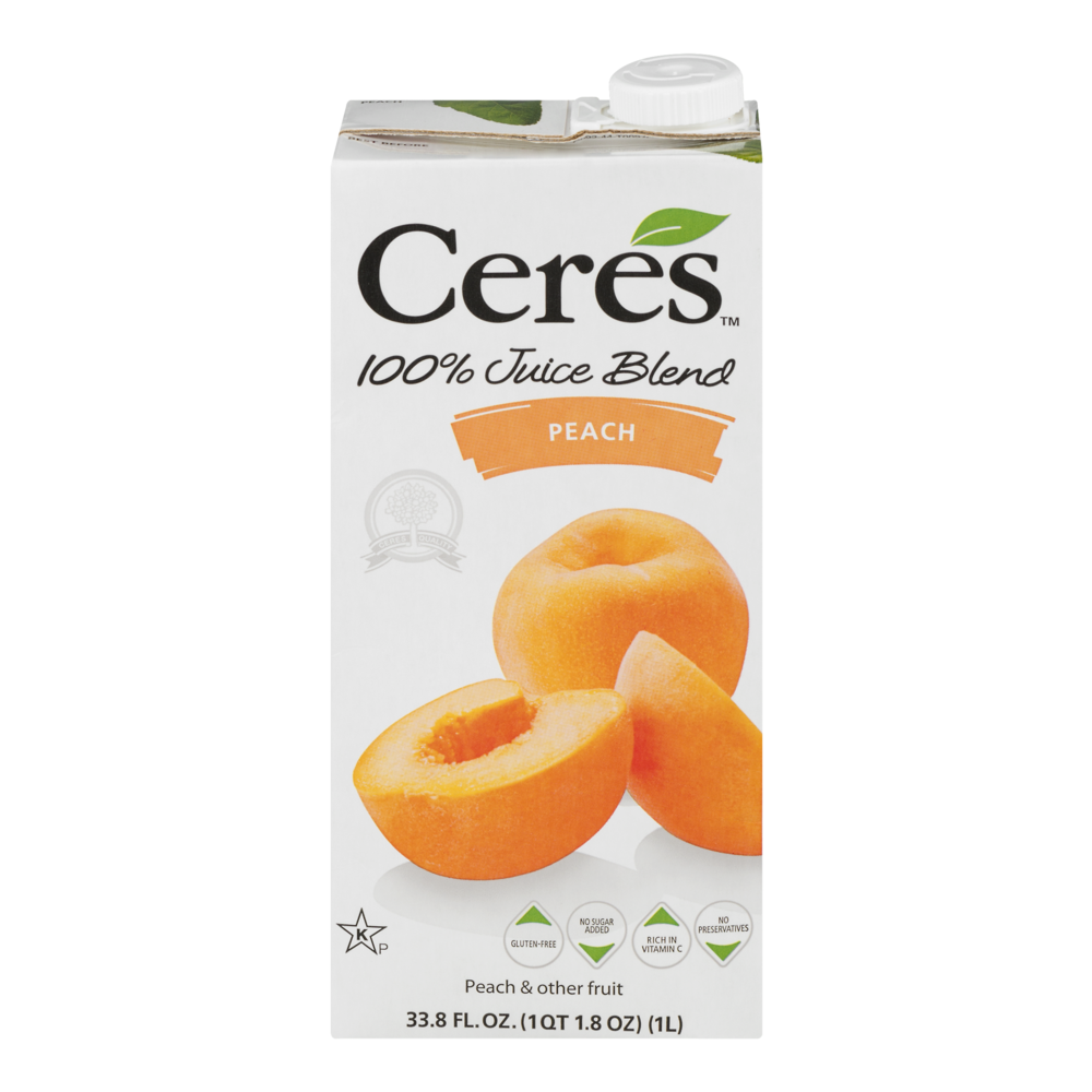 slide 1 of 1, Ceres 100% Juice Blend Peach - 33.8 fl oz, 33.8 fl oz