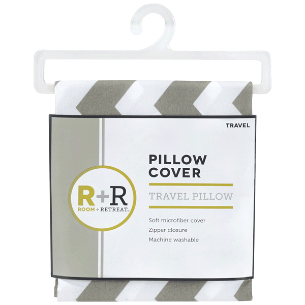 slide 1 of 1, Room + Retreat Travel Pillow Protector, Grey 14 in x 20 in, 1 ct