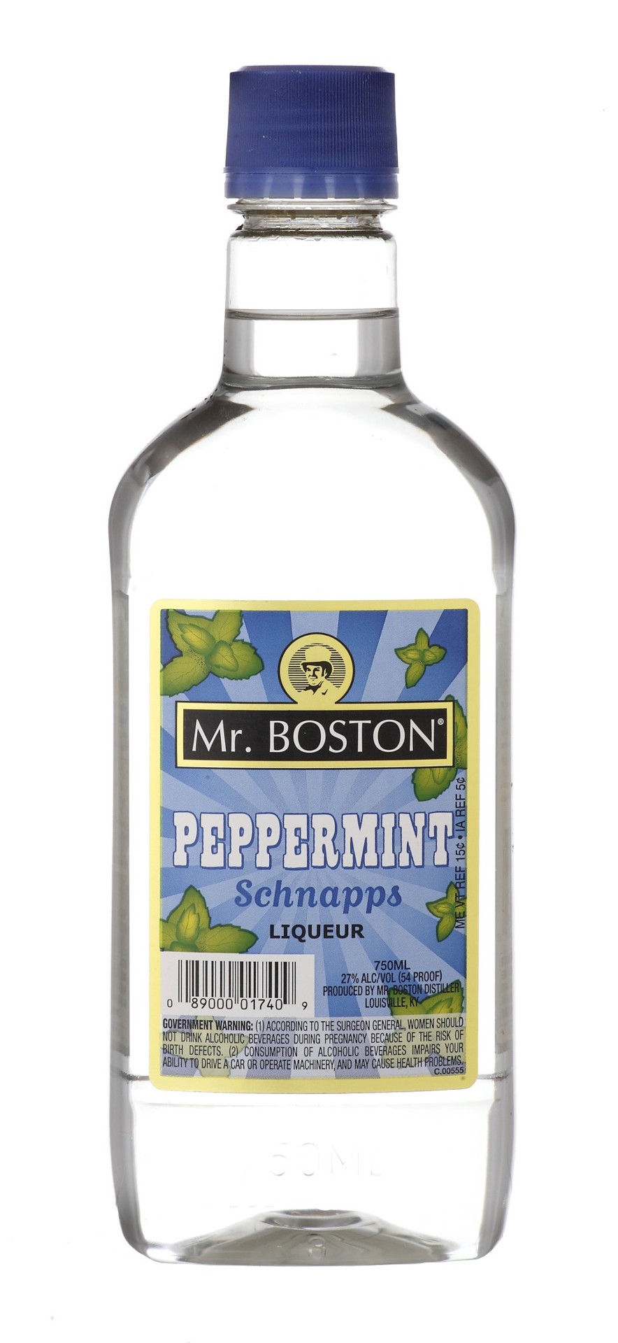 slide 1 of 1, Mr. Boston Peppermint Schnapps 750ml Traveler Bottle – Mint Liqueur 27% ABV (54 Proof), 750 ml
