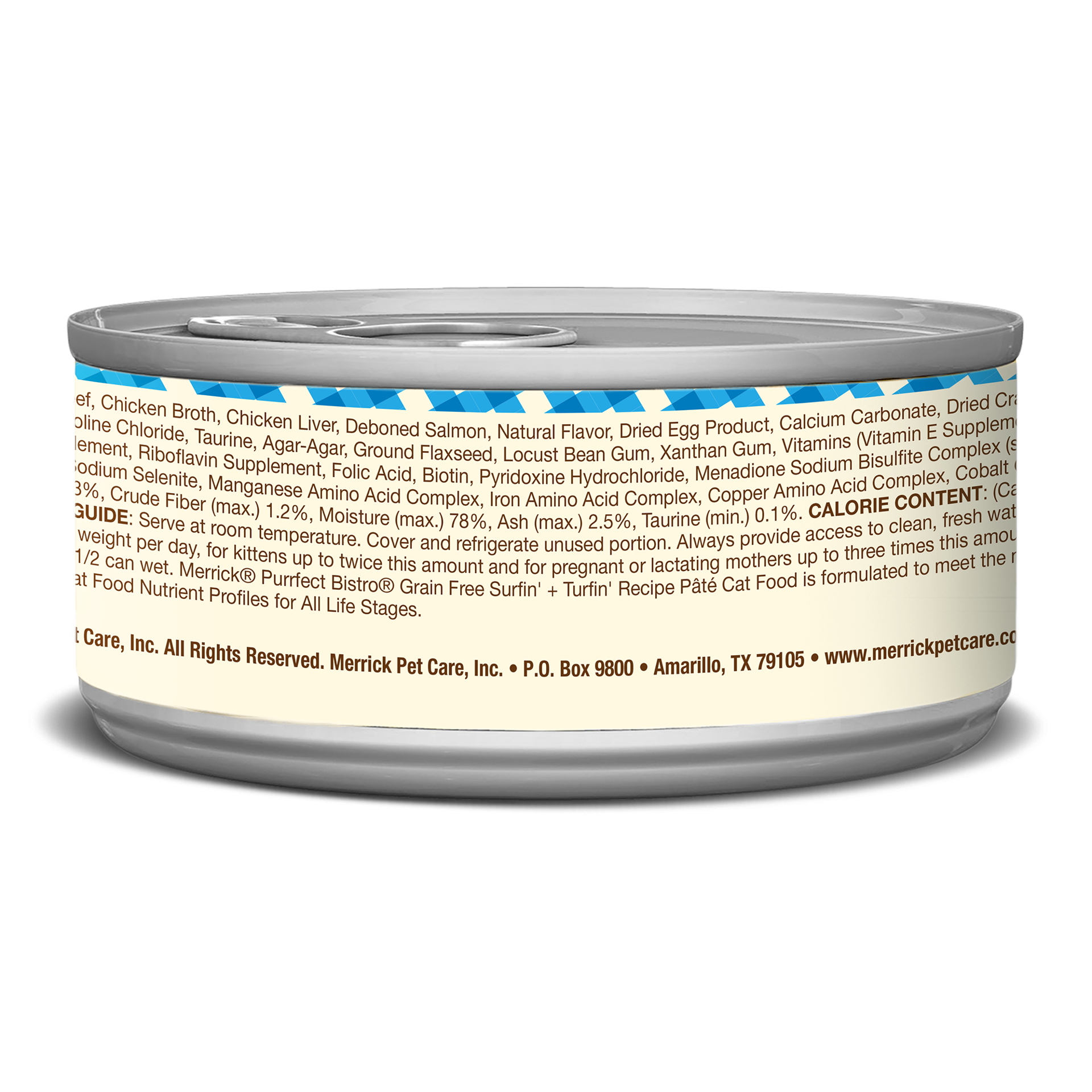 slide 3 of 4, Merrick Purrfect Bistro Grain Free Premium Soft Canned Pate Adult Wet Cat Food, Surfin' And Turfin' Recipe, 5.5 oz