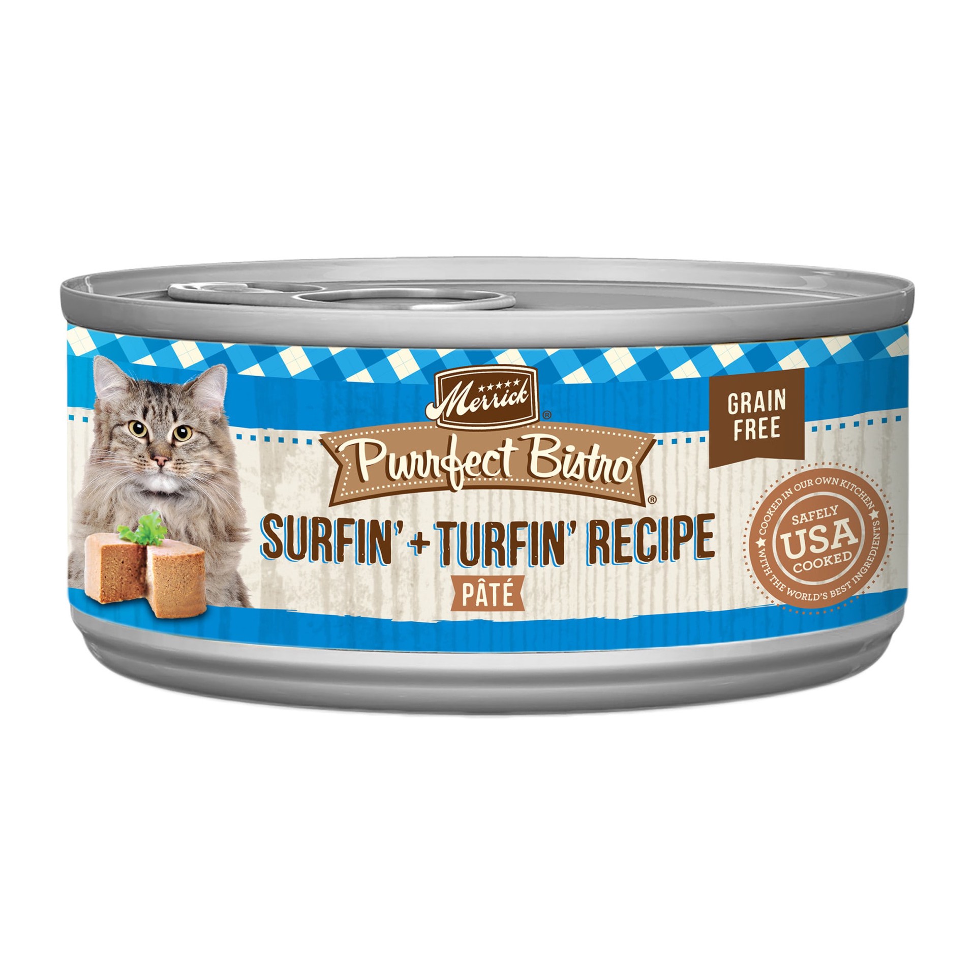 slide 1 of 4, Merrick Purrfect Bistro Grain Free Wet Cat Food Surfin' and Turfin' Recipe Pate - 5.5 oz Can, 5.5 oz