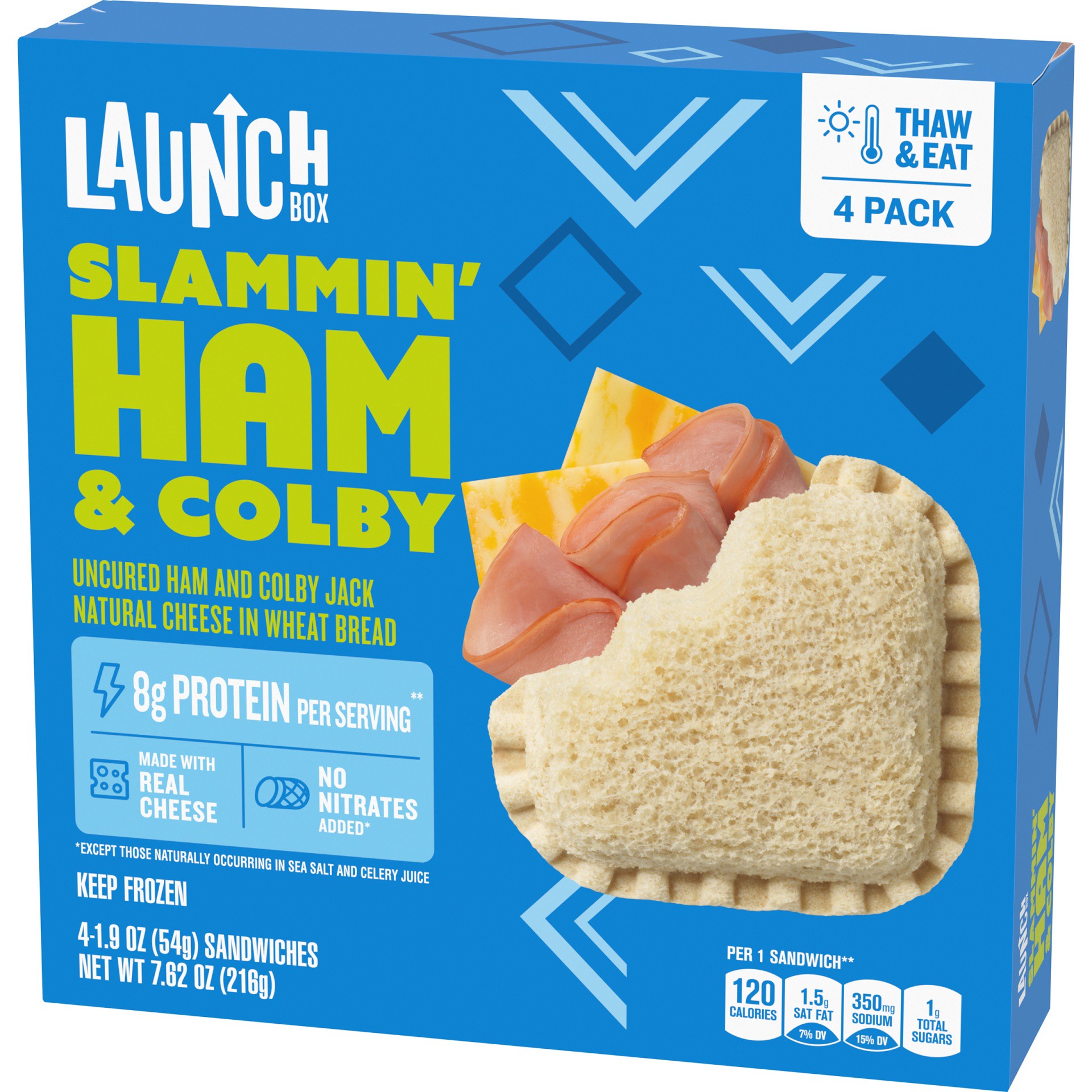 slide 7 of 13, LaunchBox Slammin' Ham & Colby Jack Cheese Frozen Sandwiches, 4 ct Box, 4 ct