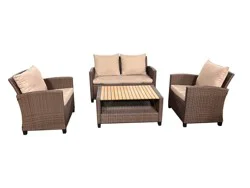 HD Designs Outdoors Maren 4-Piece Wicker Loveseat Outdoor Furniture Set