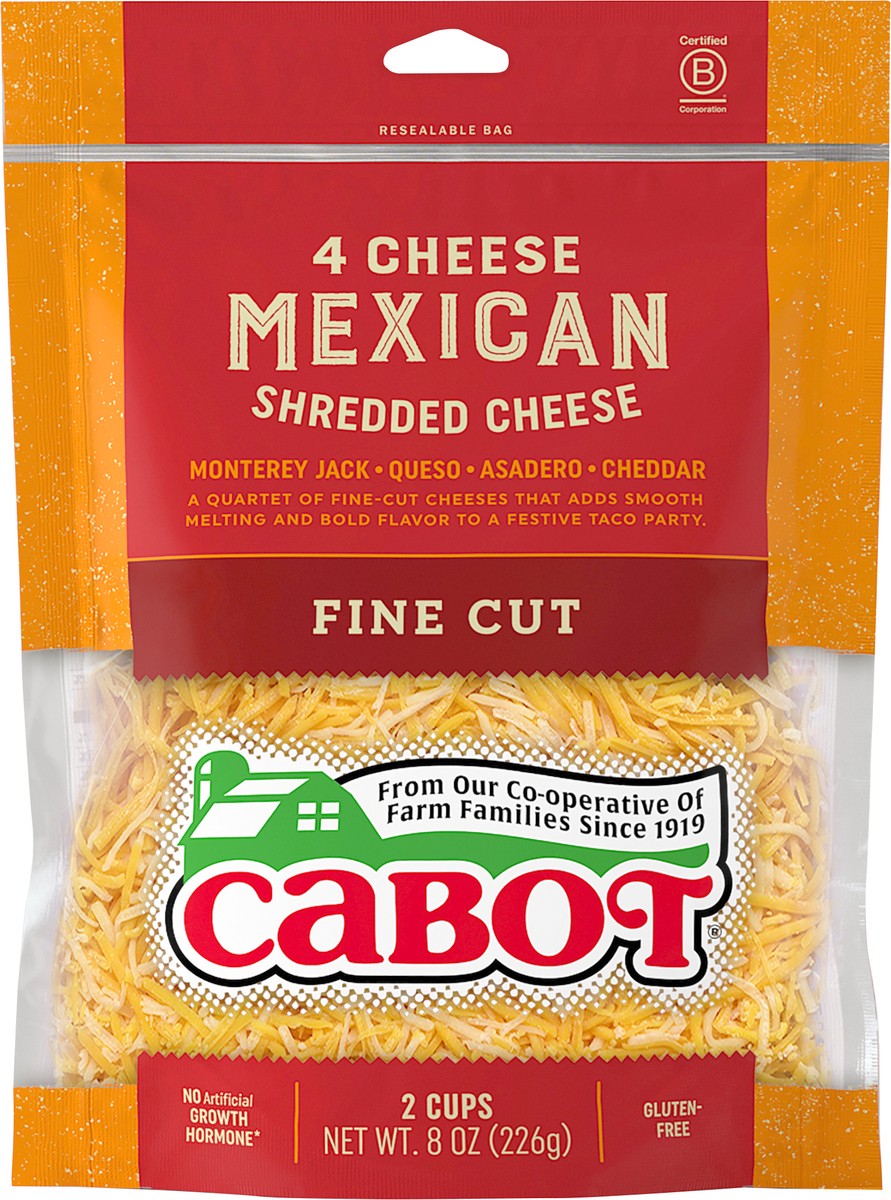slide 3 of 3, Cabot Four Cheese Mexican Shredded Cheese, 8 oz