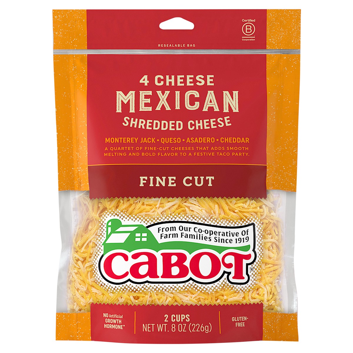 slide 1 of 3, Cabot Four Cheese Mexican Shredded Cheese, 8 oz