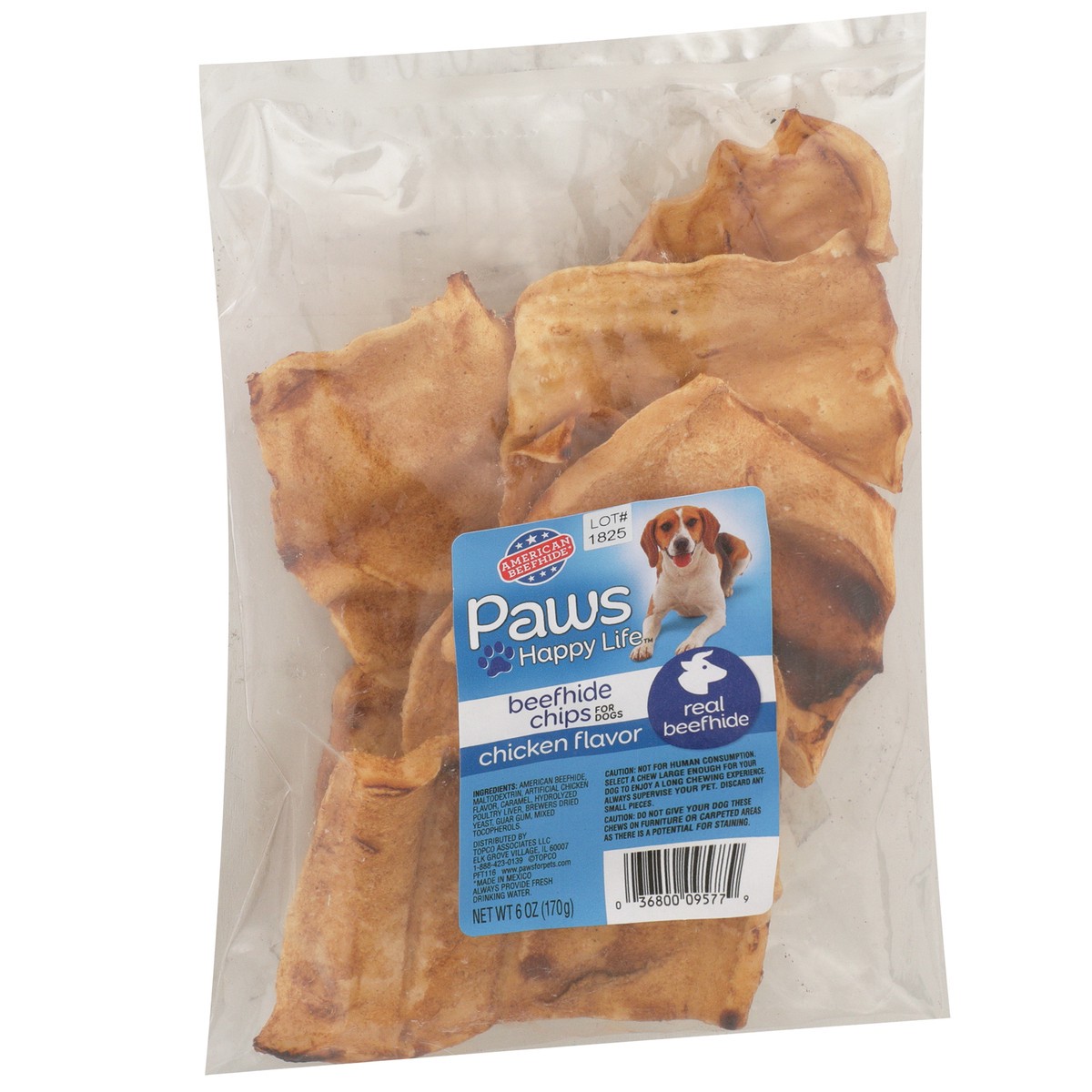 slide 10 of 11, Paws Happy Life Chicken Flavor Beefhide Chips For Dogs, 6 oz