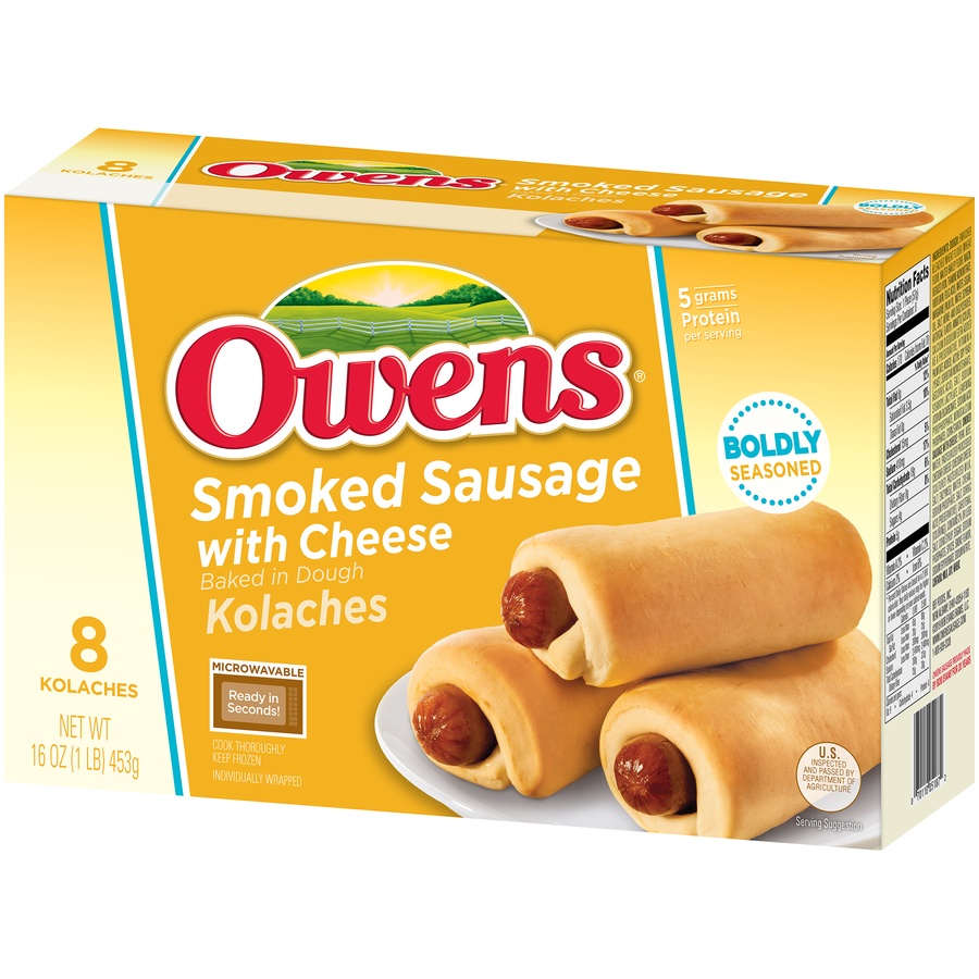 slide 3 of 8, Owens Smoked Sausage with Cheese Kolaches, 16 oz