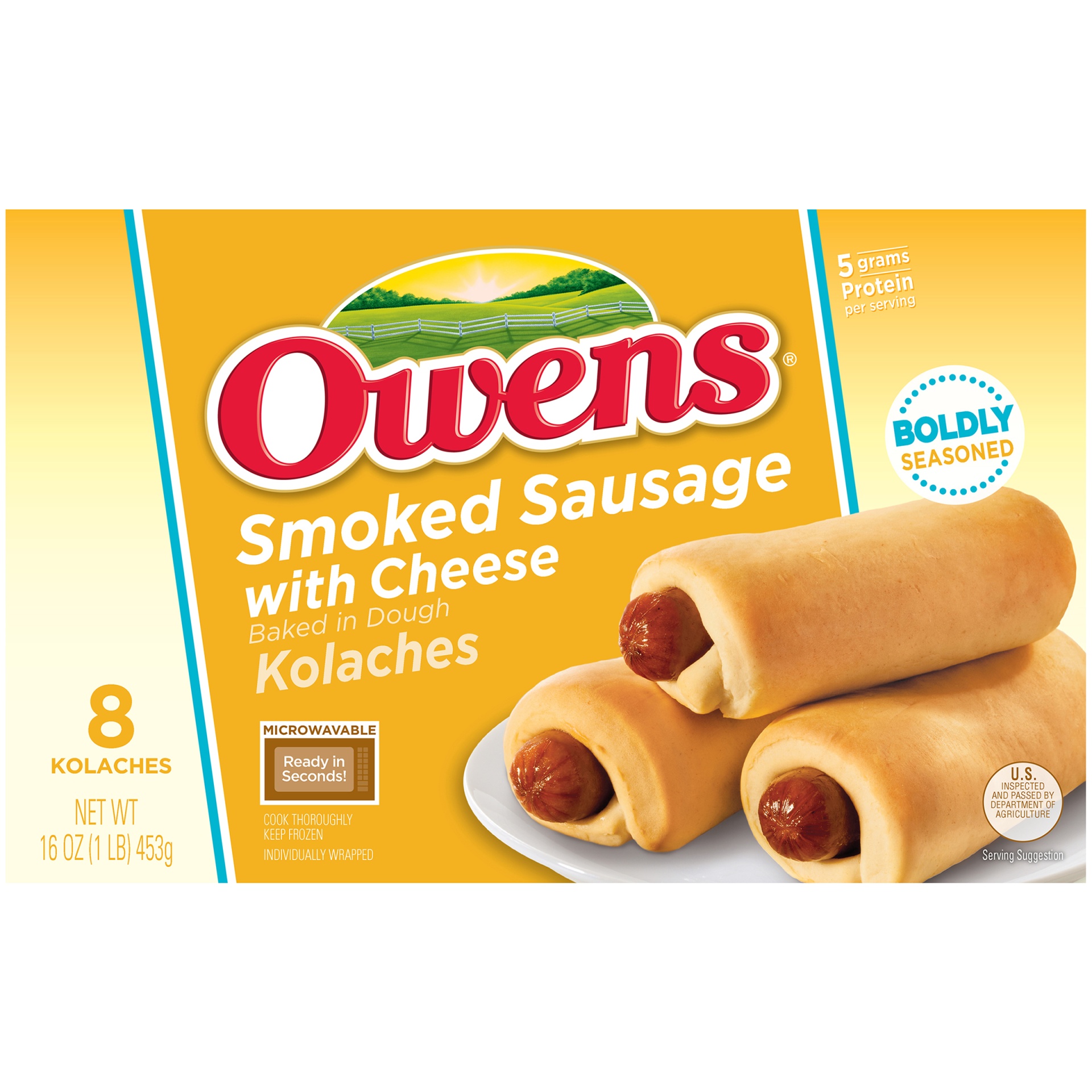 slide 6 of 8, Owens Smoked Sausage with Cheese Kolaches, 16 oz