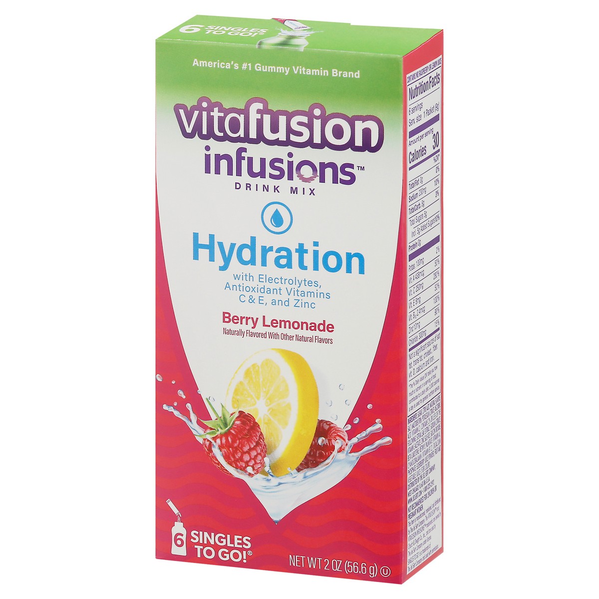 slide 9 of 9, vitafusion Infusions Singles To Go! Hydration Berry Lemonade Drink Mix - 6 ct, 6 ct