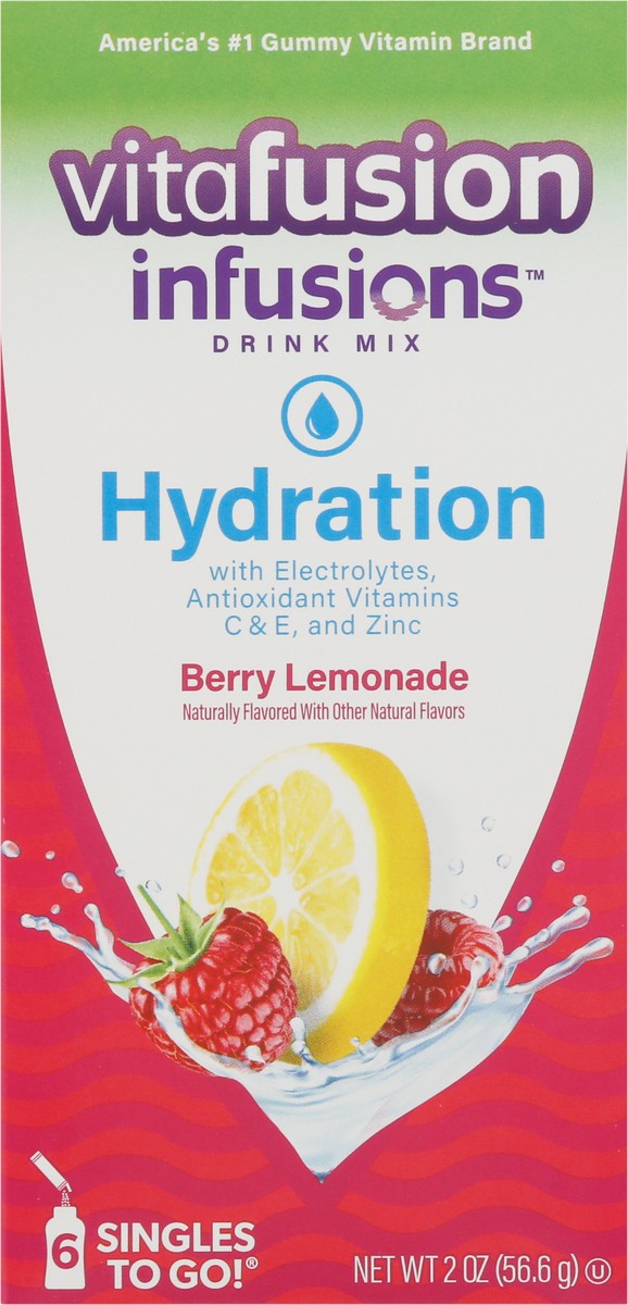 slide 3 of 9, vitafusion Infusions Singles To Go! Hydration Berry Lemonade Drink Mix - 6 ct, 6 ct