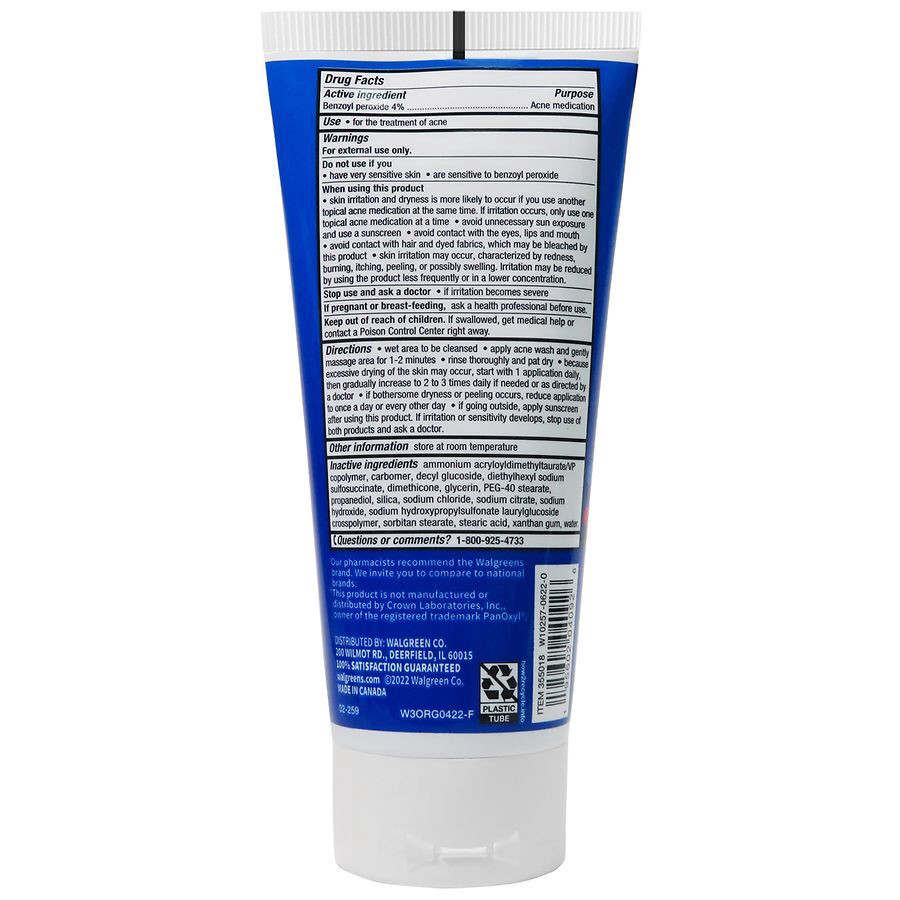 slide 2 of 5, Walgreens Daily Creamy Benzoyl Peroxide Acne Face Wash 6oz, 6 oz