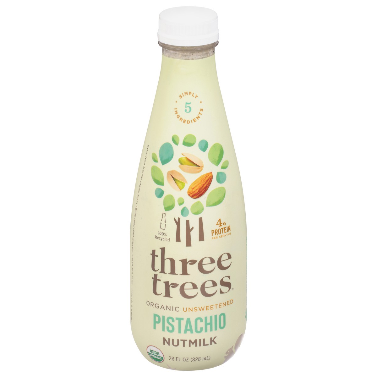 slide 1 of 12, Three Trees Organic Unsweetened Pistachio Almond Milk 28 fl oz, 28 fl oz