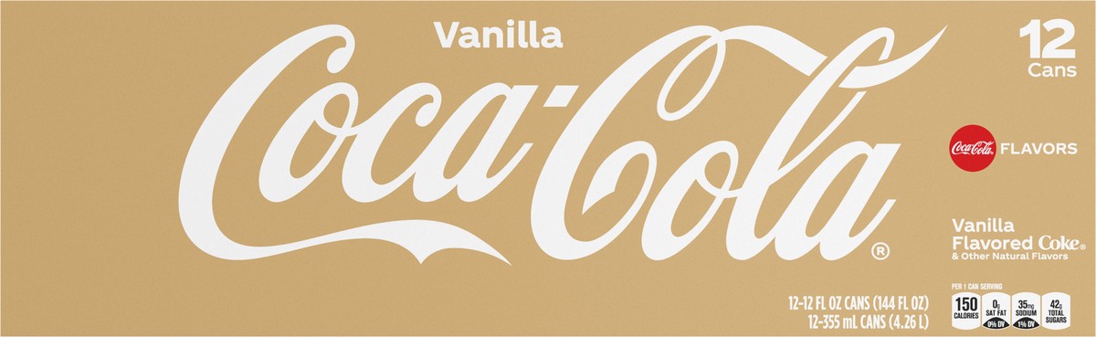 slide 2 of 9, Coca-Cola Vanilla Soda Soft Drink, 12 fl oz, 12 Pack, 12 ct