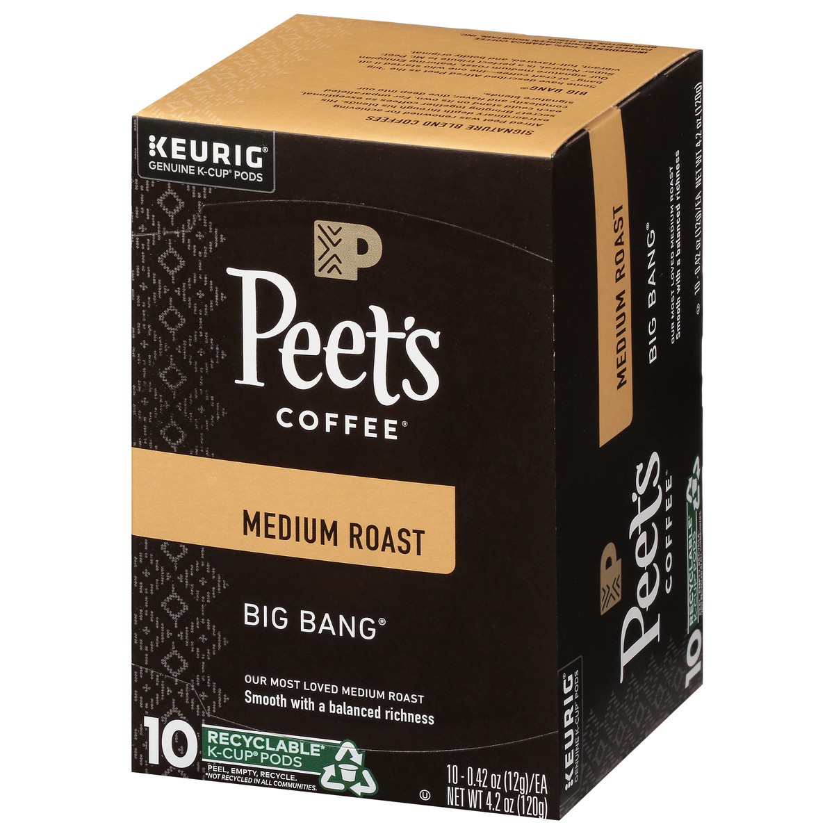 slide 8 of 9, Peet's Coffee, Big Bang Medium Roast K-Cup Coffee Pods - 10ct Carton, 4.2 oz