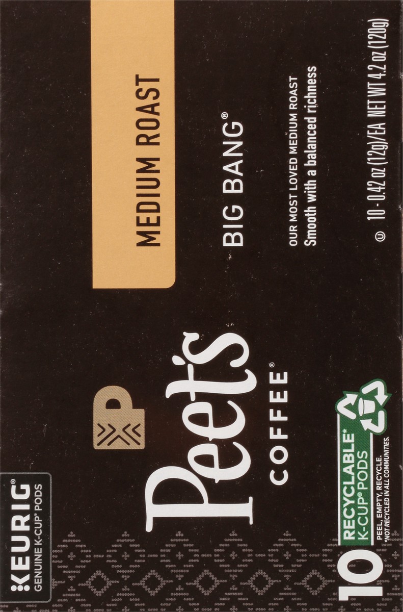 slide 5 of 9, Peet's Coffee, Big Bang Medium Roast K-Cup Coffee Pods - 10ct Carton, 4.2 oz