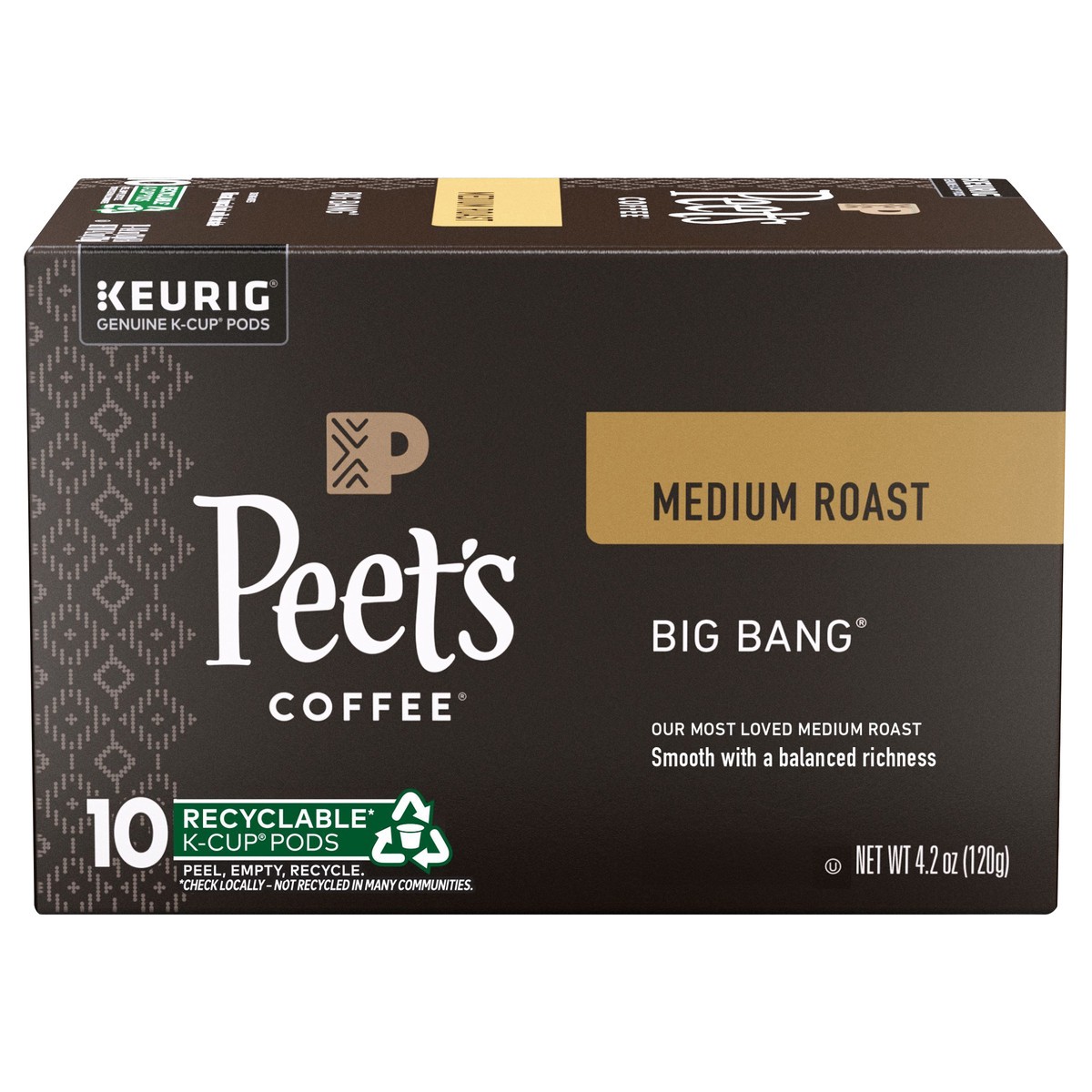 slide 1 of 9, Peet's Coffee, Big Bang Medium Roast K-Cup Coffee Pods - 10ct Carton, 4.2 oz