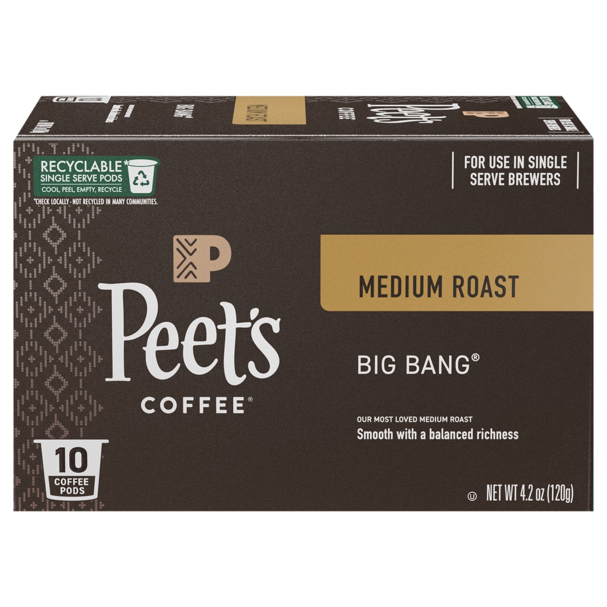 slide 1 of 9, Peet's Coffee Big Bang Medium Roast Coffee Pods - 10 ct Carton, 10 ct