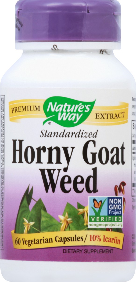 slide 5 of 7, Nature's Way Horny Goat Weed Premium Extract Sexual Vitaliy* Non-GMO Vegan 60 Capsules, 60 ct