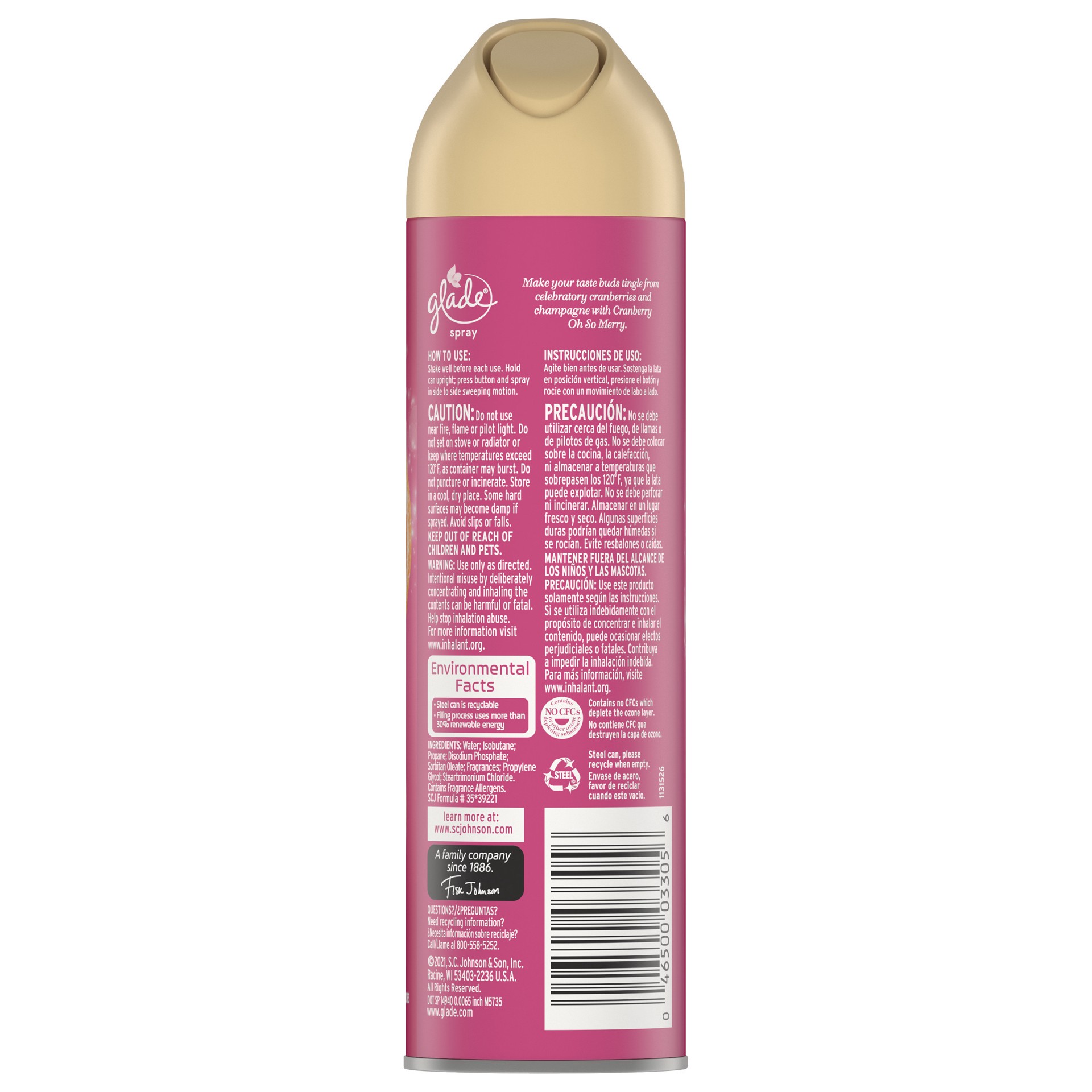 slide 3 of 5, Glade Air Freshener Base Aerosol,  Cranberry Oh So Merry, 8 oz, 8 oz