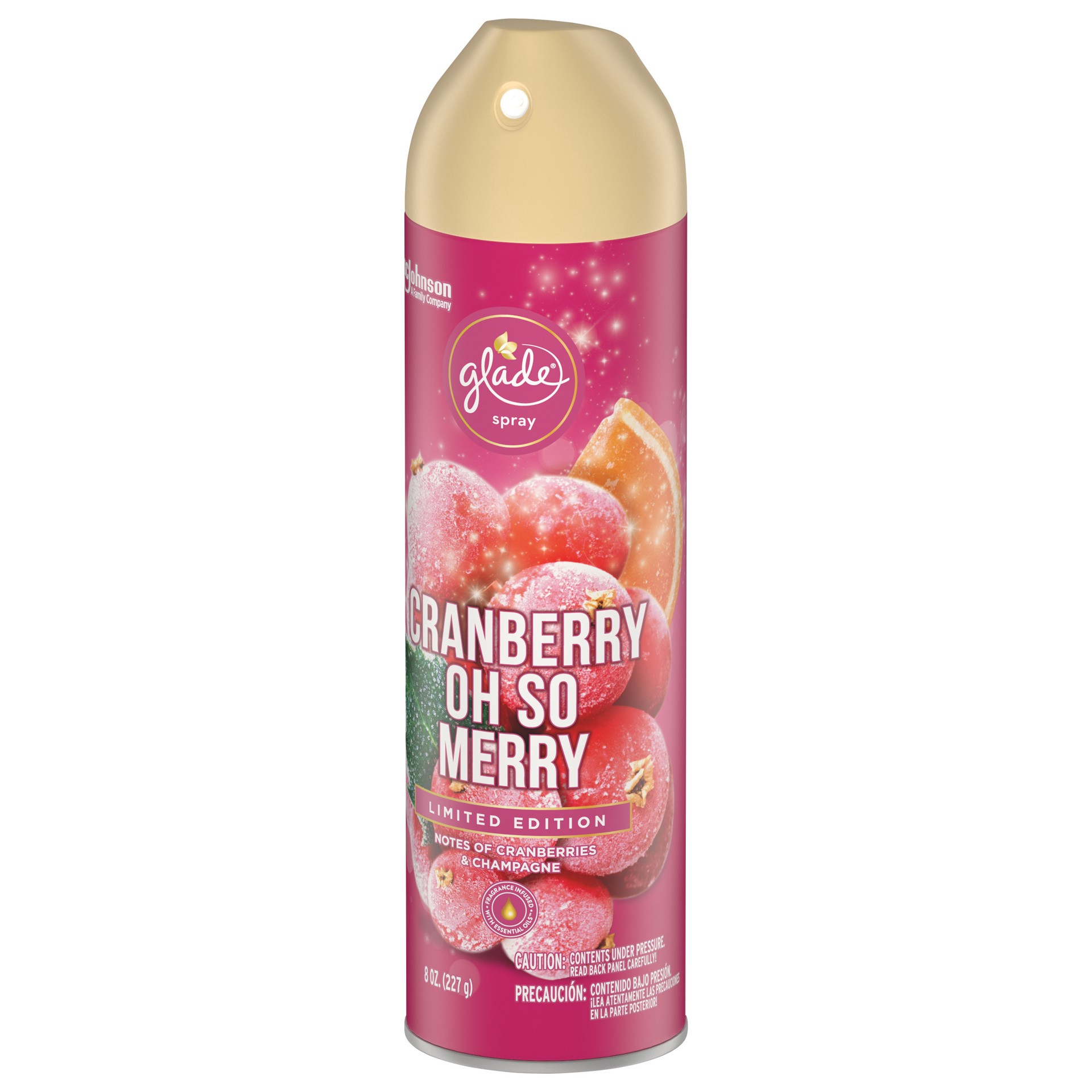 slide 5 of 5, Glade Air Freshener Base Aerosol,  Cranberry Oh So Merry, 8 oz, 8 oz