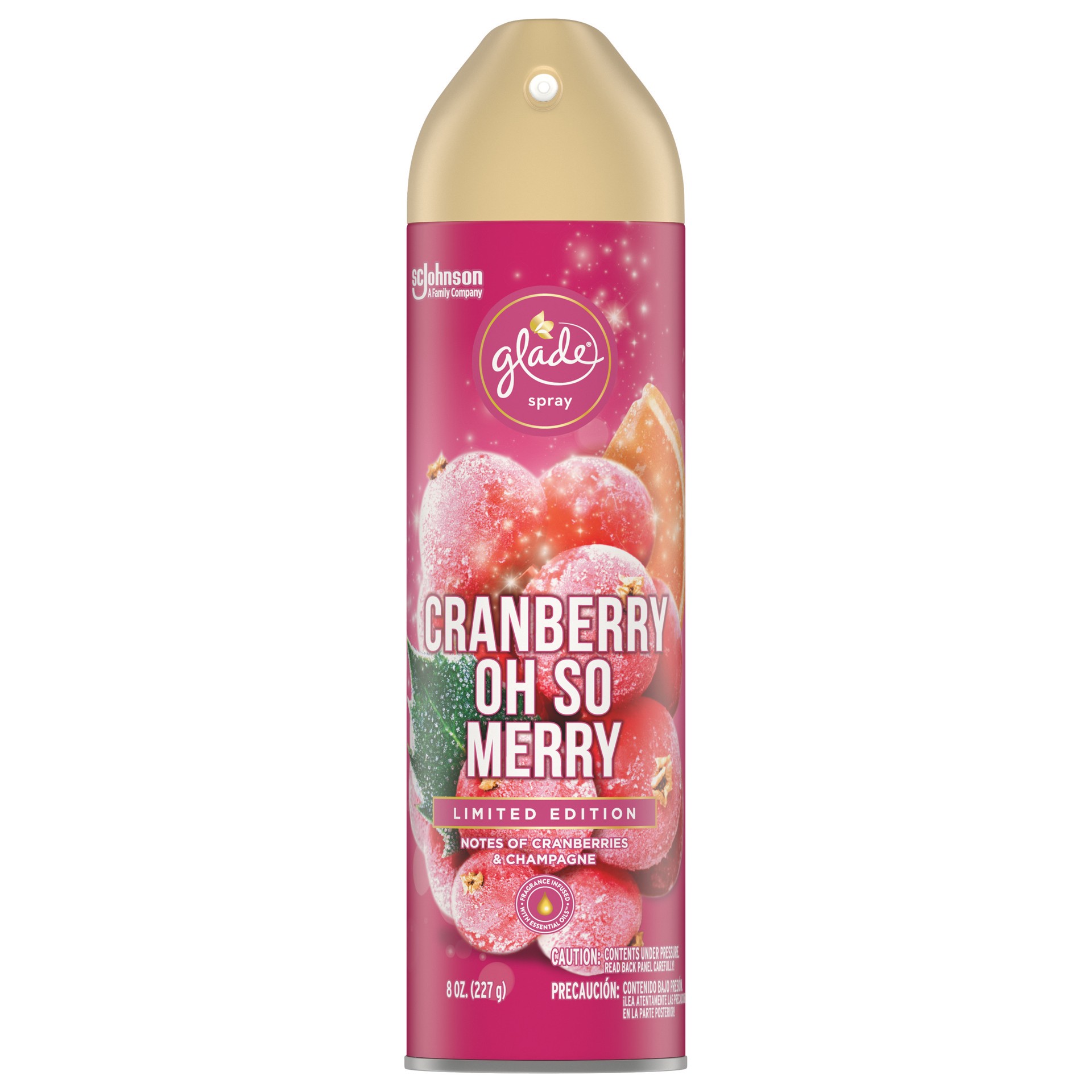 slide 1 of 5, Glade Air Freshener Base Aerosol,  Cranberry Oh So Merry, 8 oz, 8 oz