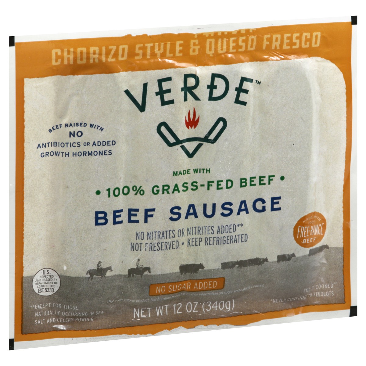 slide 9 of 9, Verde Farms Chorizo Beef Sausage, 12 oz