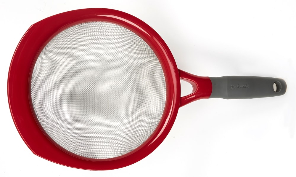 slide 1 of 1, Good Cook Pro Mesh Strainer - Gray/Red, 8 in