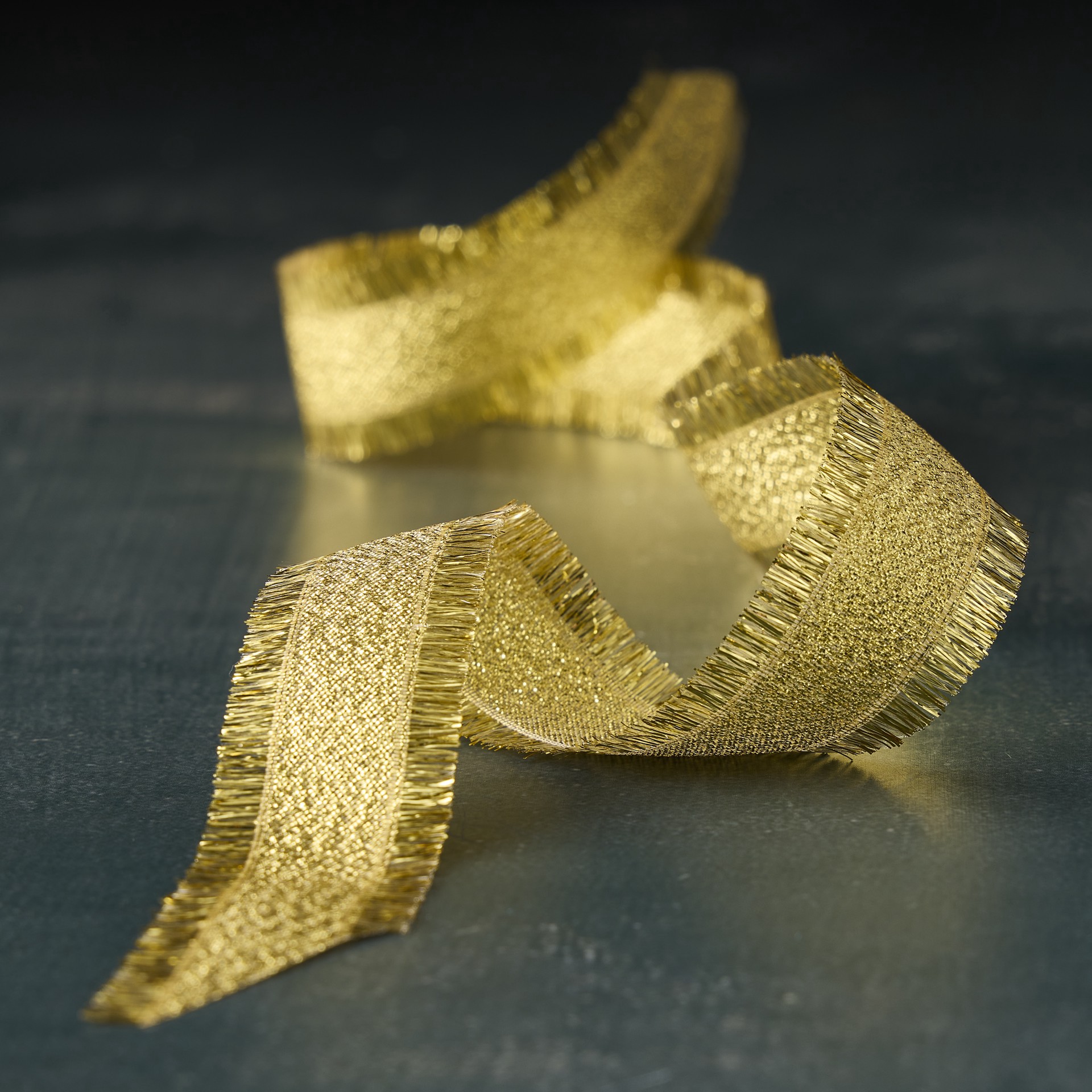 slide 2 of 2, 7/8" X 5yd. Gold Metallic Fringe Ribbon By Celebrate It Classic, 7/8 in x 5 yd