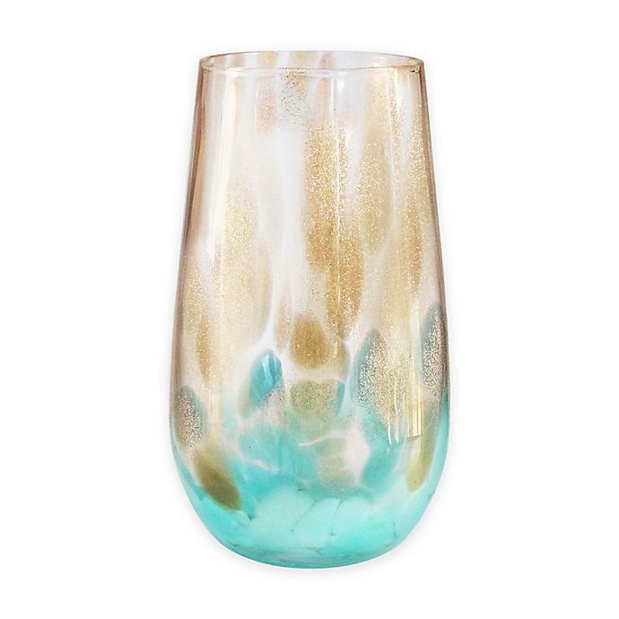 slide 1 of 1, Fitz and Floyd Simone Highball Glasses - Gold and Teal, 4 ct