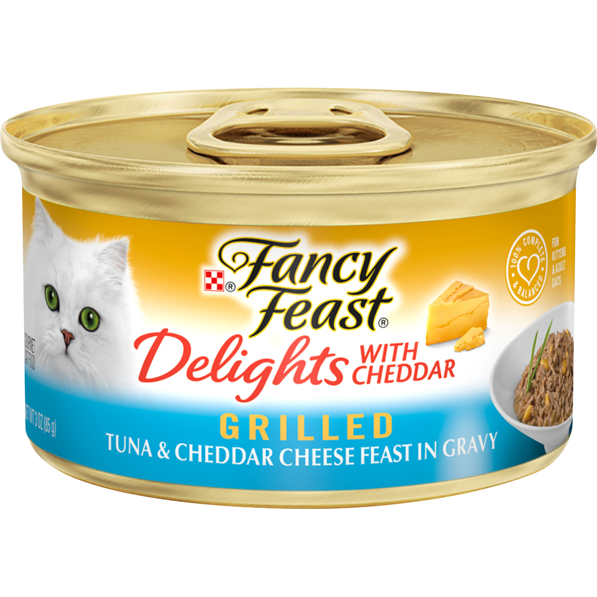 slide 1 of 5, Fancy Feast Purina Fancy Feast Delights with Cheddar Grilled Gourmet Wet Cat Food Tuna & Cheddar Cheese Feast In Gravy - 3oz, 3 oz