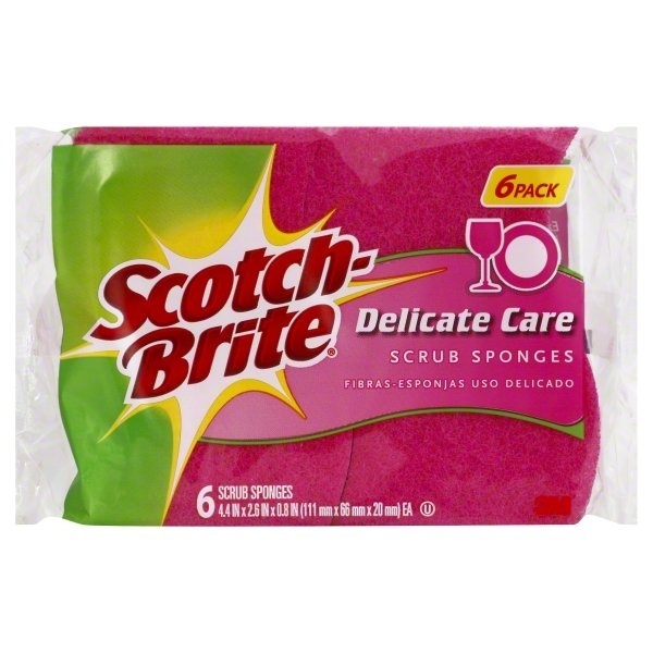 slide 1 of 4, Scotch-Brite Delicate Care Scrub Sponges, 6 ct