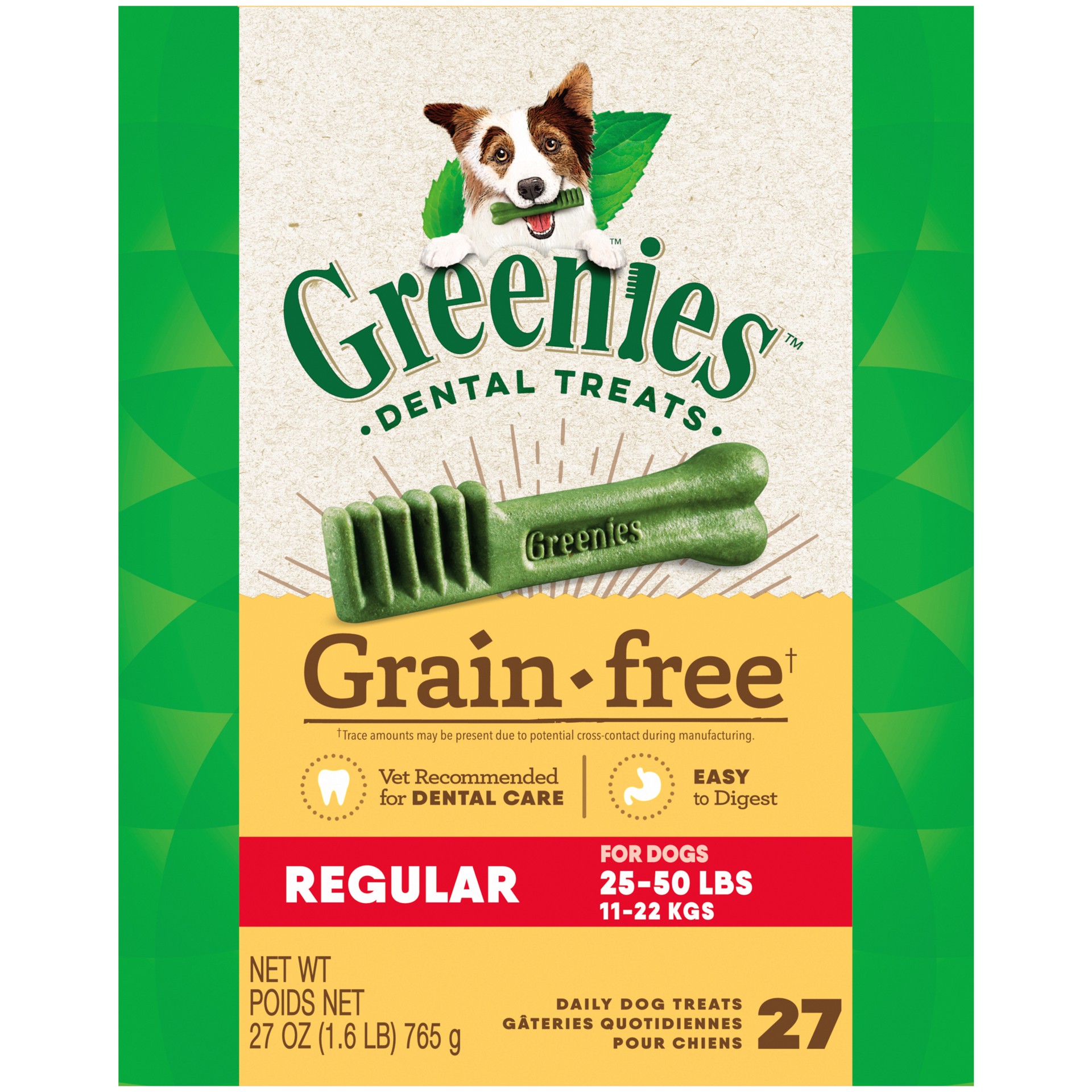 slide 1 of 3, GREENIES Grain Free Regular Natural Dog Dental Care Chews Oral Health Dog Treats Pack (27 Treats, 27 oz