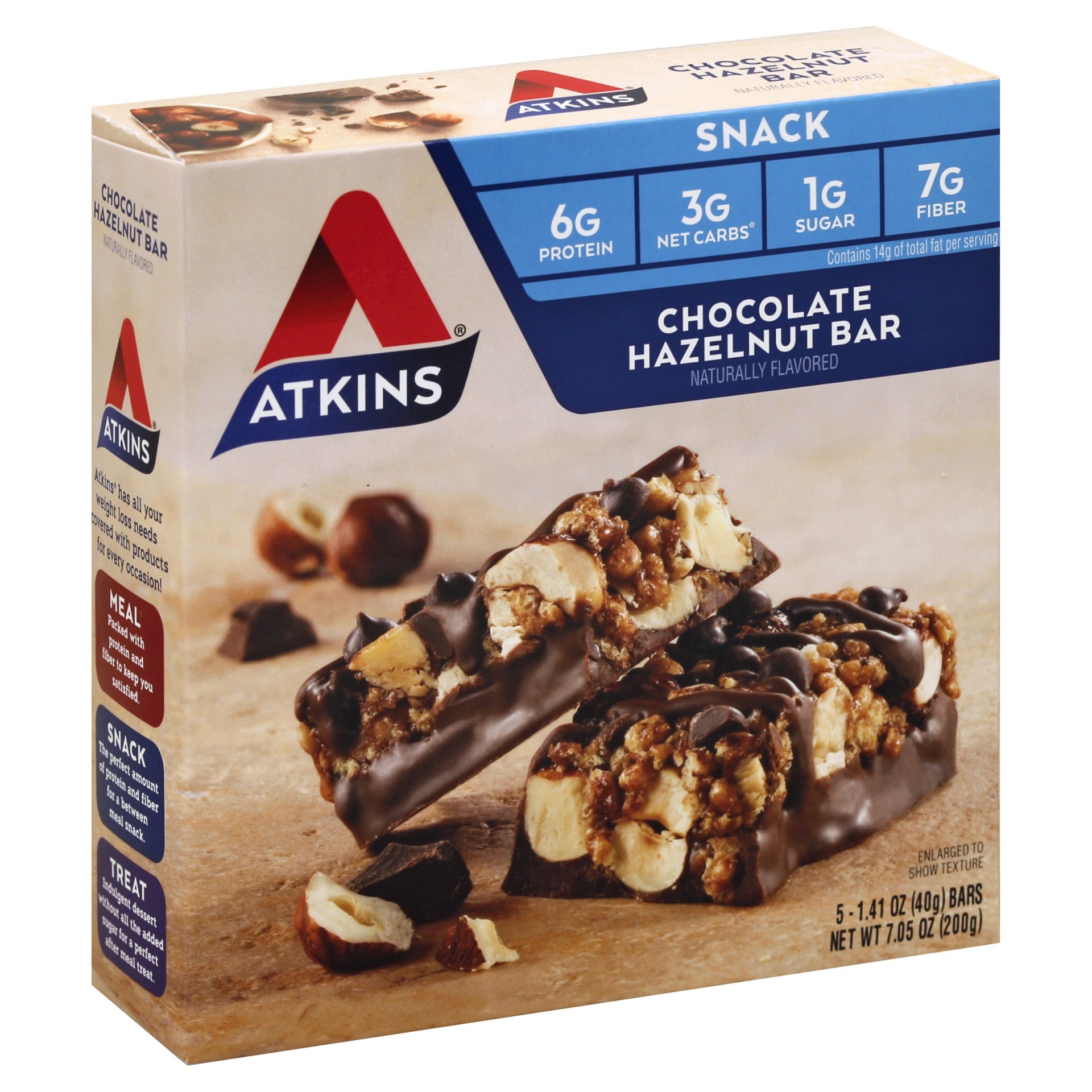 slide 1 of 1, Atkins Day Break Chocolate Hazelnut Snack Bars, 5 ct; 1.4 oz