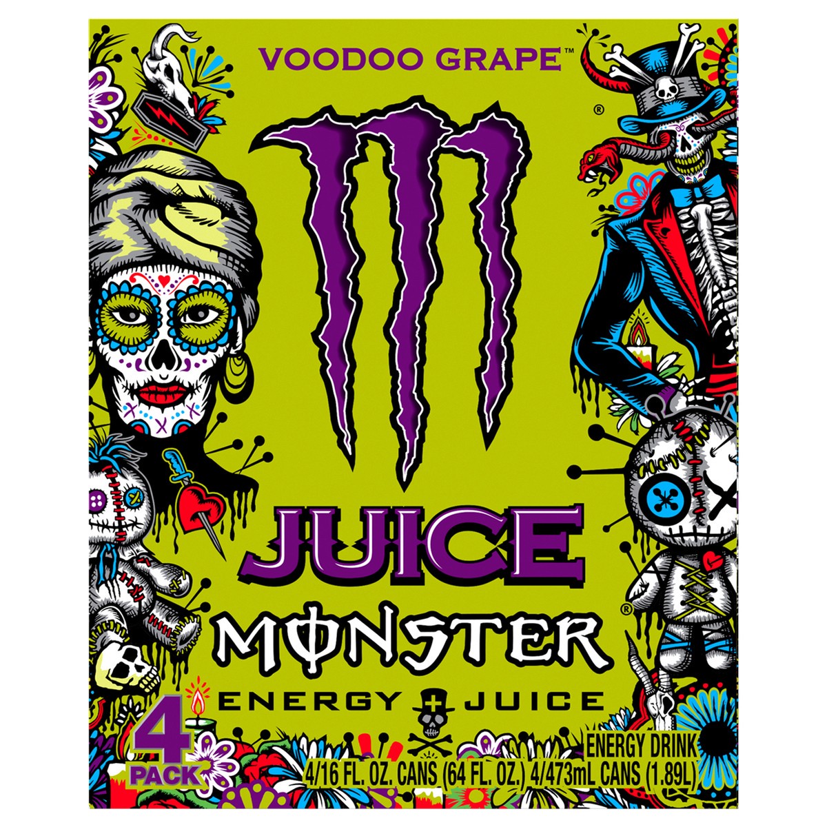 slide 1 of 10, Monster Voodoo Juice Grape, 4 ct
