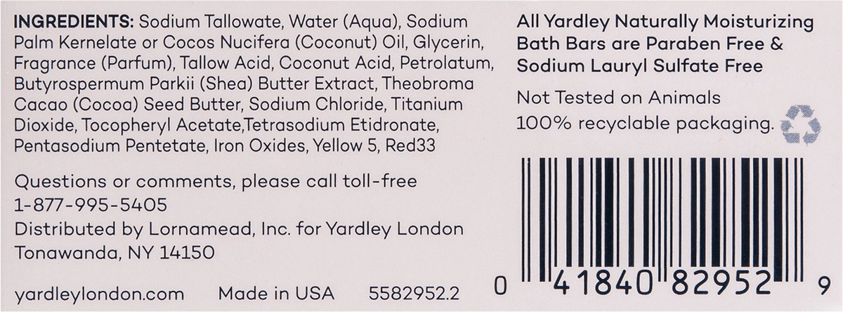 slide 9 of 11, Yardley London Nourishing Bath Soap Bar Cocoa Butter, Helps Soften Dry Skin with Pure Cocoa Butter, Shea Butter & Vitamin E, 4.0 oz Bath Bar, 1 Soap Bar, 4 oz