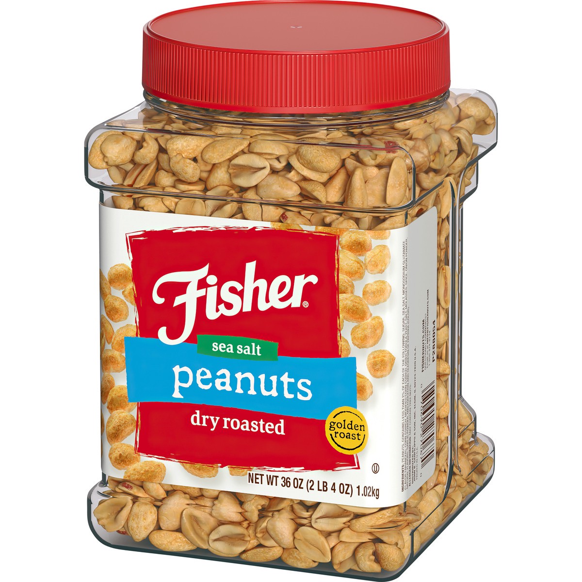 slide 6 of 8, Fisher Snack Sea Salt Dry Roasted Peanuts, 36 oz