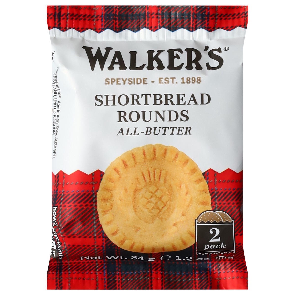 slide 1 of 5, Walker's All-Butter Shortbread Rounds 2 ea, 1.2 oz