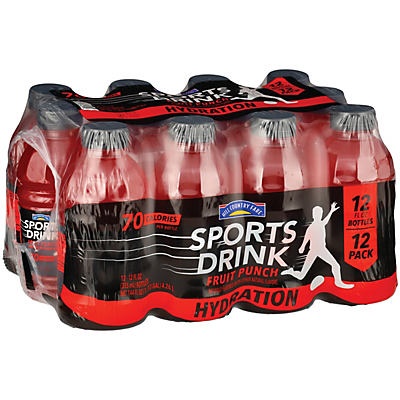 slide 1 of 1, Hill Country Fare Fruit Punch Hydration Sports Drink 12 oz Bottles, 12 ct