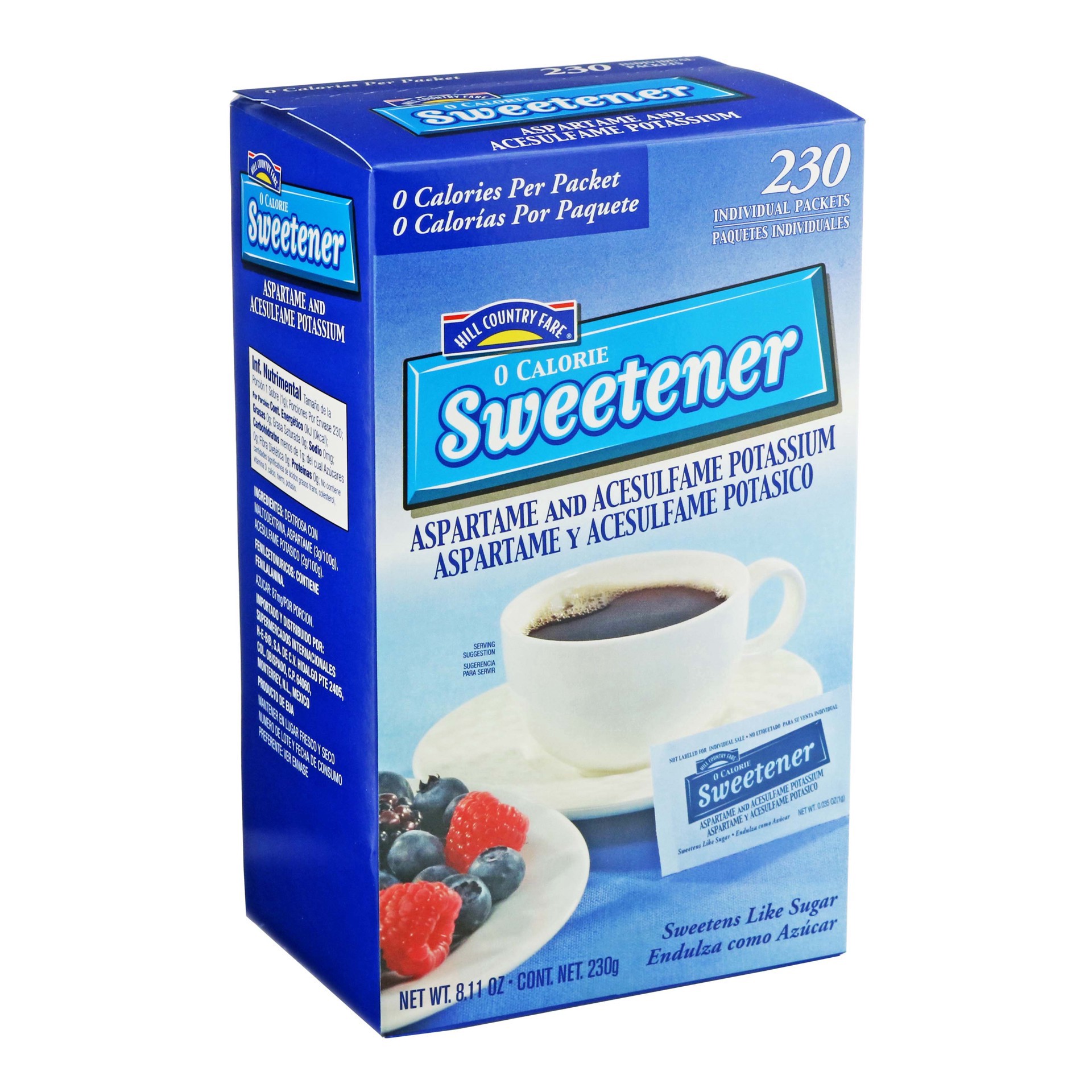 slide 1 of 1, Hill Country Fare Zero Calorie Aspartame Sweetener Packets, 230 ct