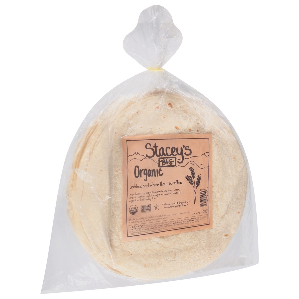 slide 2 of 9, Stacey's Big White Flour Unbleached Organic Tortillas 10 ea, 10 ct