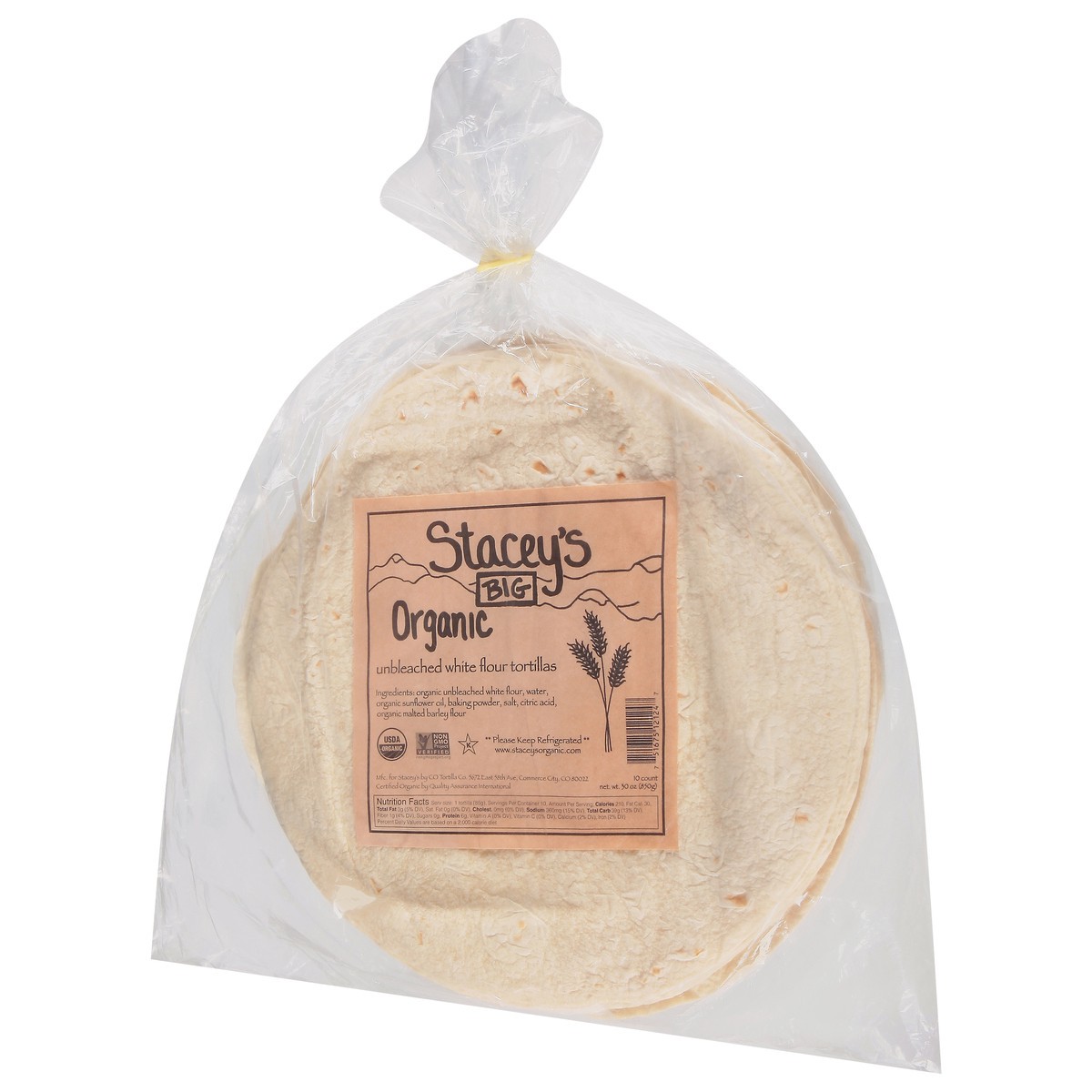 slide 3 of 9, Stacey's Big White Flour Unbleached Organic Tortillas 10 ea, 10 ct