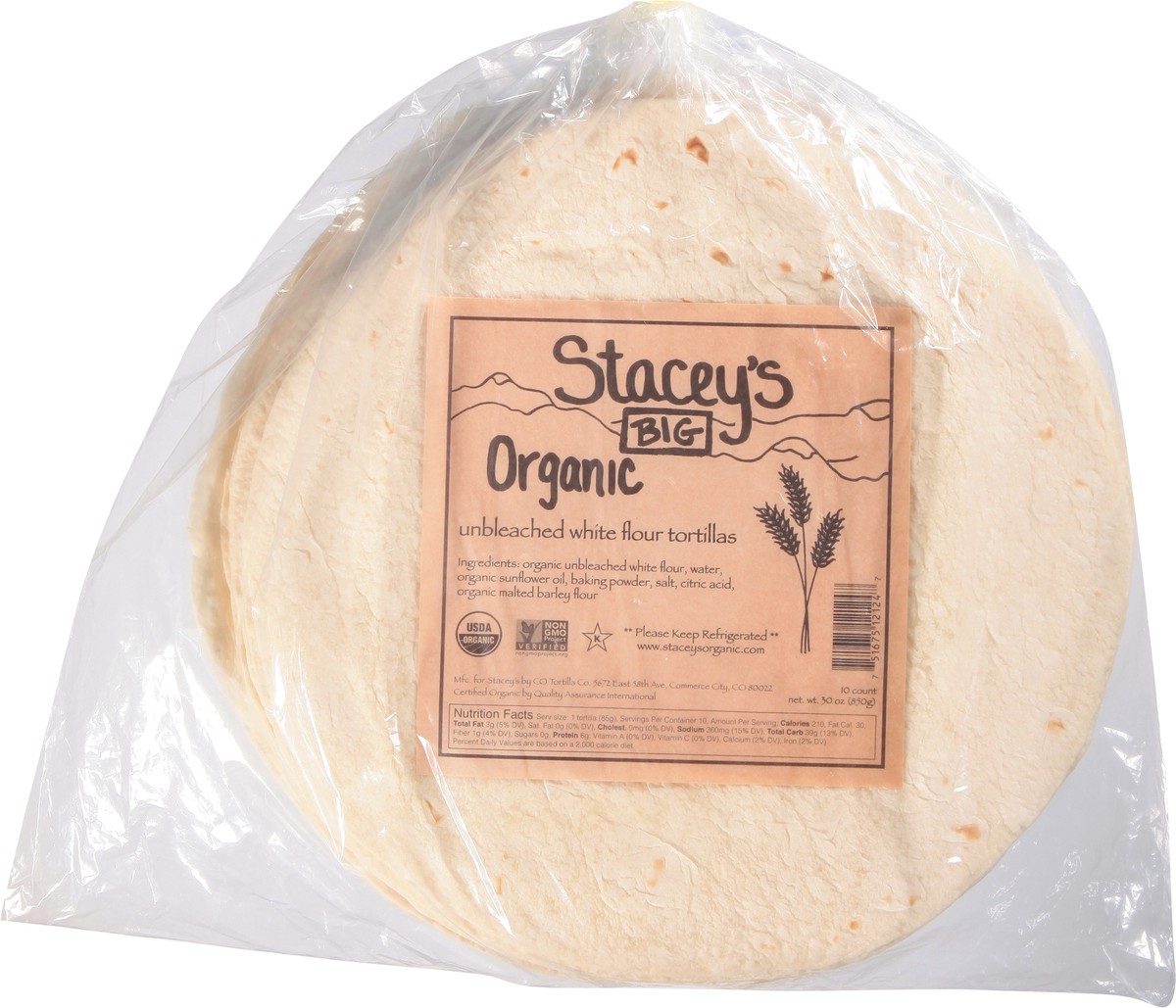 slide 6 of 9, Stacey's Big White Flour Unbleached Organic Tortillas 10 ea, 10 ct