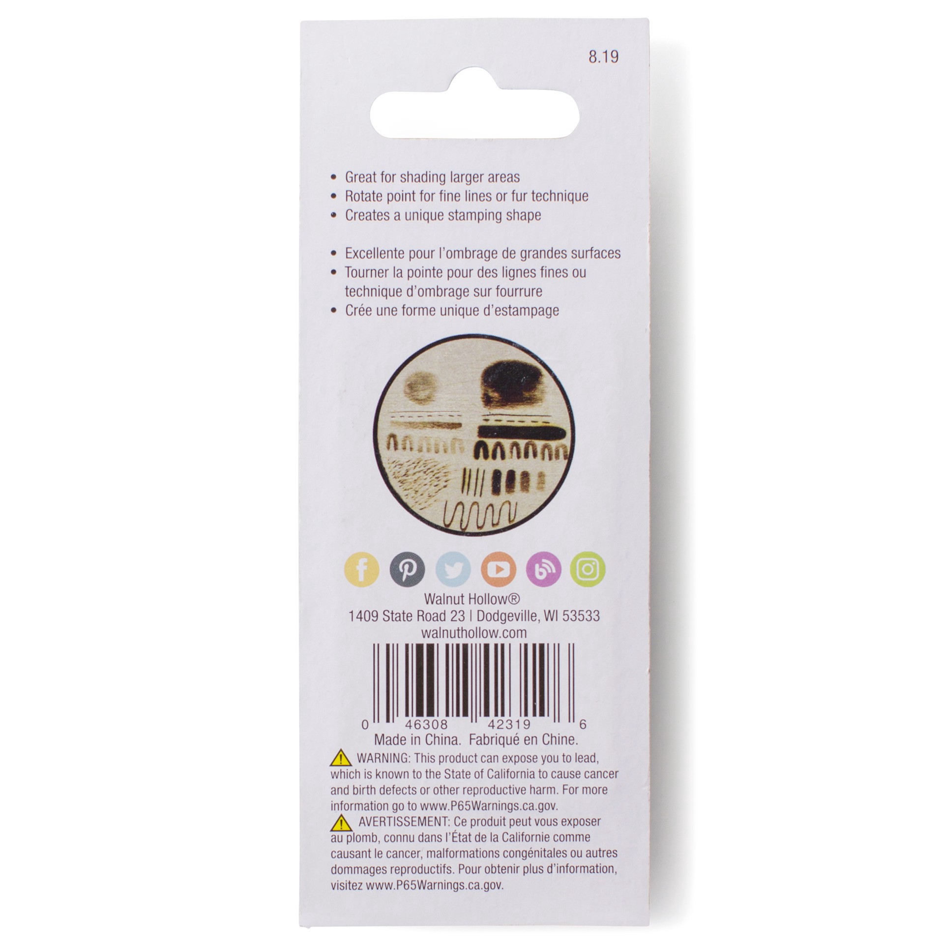 slide 5 of 6, Walnut Hollow Wood Burning Spoon Shading Point 1, 5.55 in x 2.20 in x 0.7 in