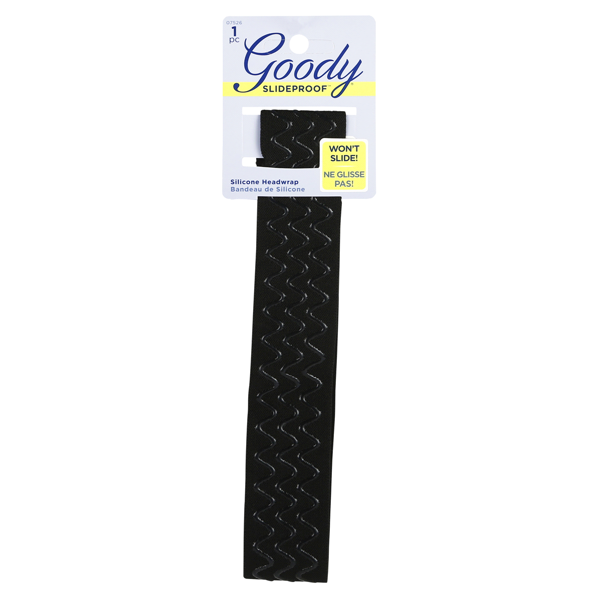 slide 1 of 1, Goody Slideproof Extra Wide Triple Wave Black Headwrap, 1 ct