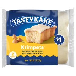 Tastykake Butterscotch Krimpets, Sponge Cakes with Butterscotch Icing, 2 oz, 2 Count